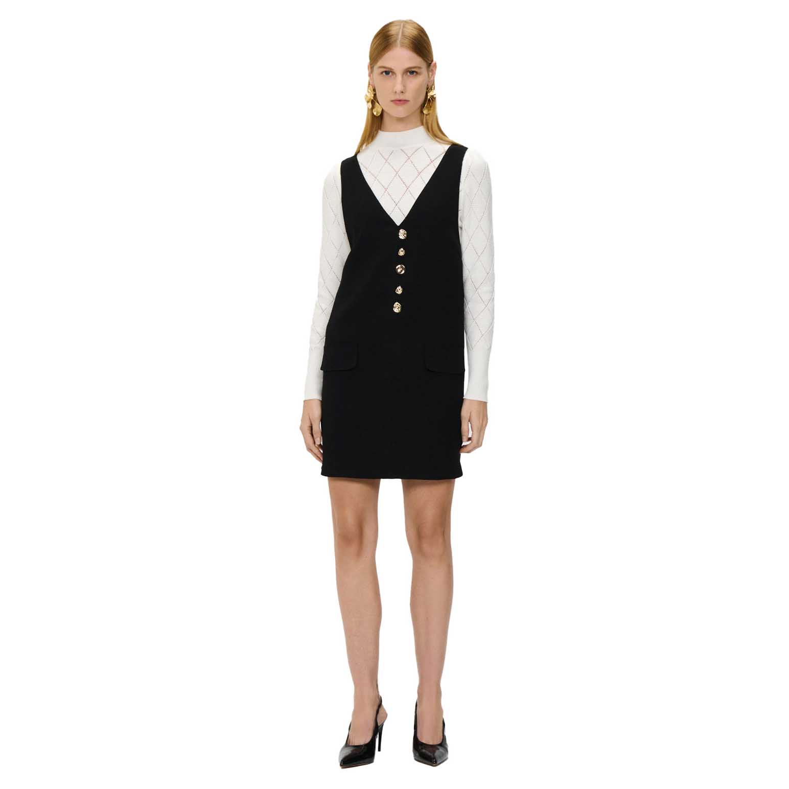 Veronika Maine Double Weave Button Tunic Dress